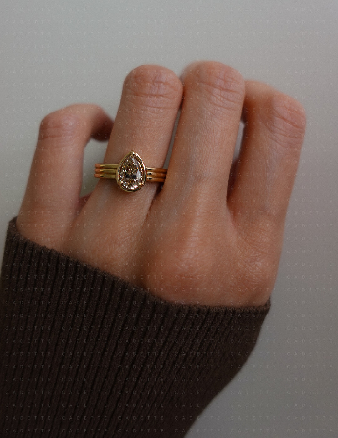 One-of-a-kind — 1.26ct CHAMPAGNE Diamond Pear Niwa Ring