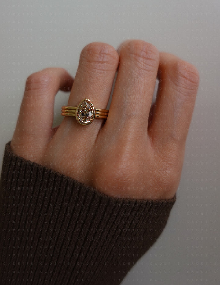 One-of-a-kind — 1.26ct CHAMPAGNE Diamond Pear Niwa Ring
