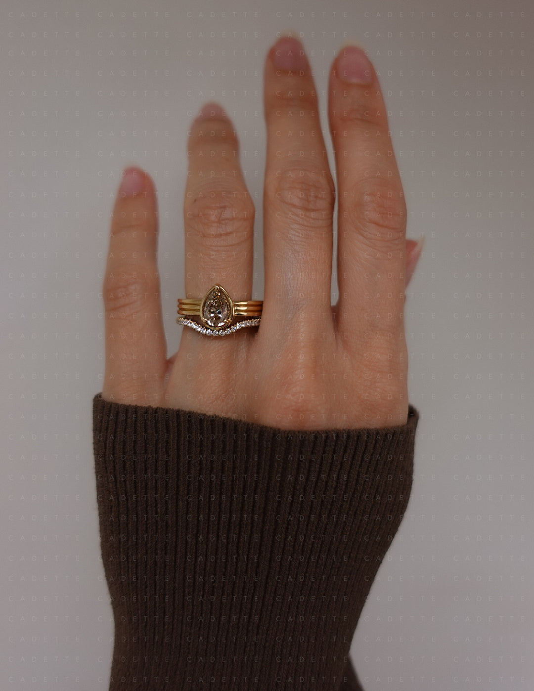 One-of-a-kind — 1.26ct CHAMPAGNE Diamond Pear Niwa Ring