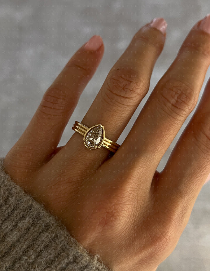 One-of-a-kind — 1.26ct CHAMPAGNE Diamond Pear Niwa Ring