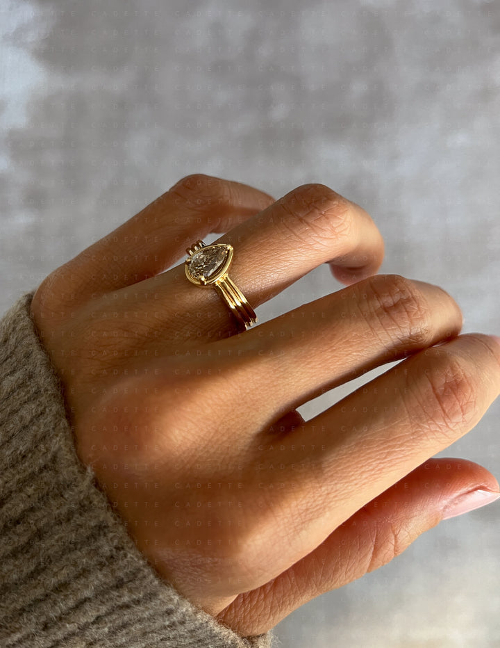 One-of-a-kind — 1.26ct CHAMPAGNE Diamond Pear Niwa Ring