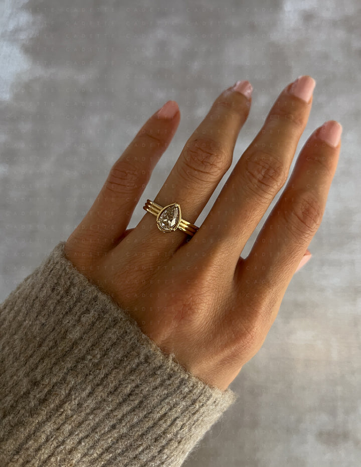 One-of-a-kind — 1.26ct CHAMPAGNE Diamond Pear Niwa Ring