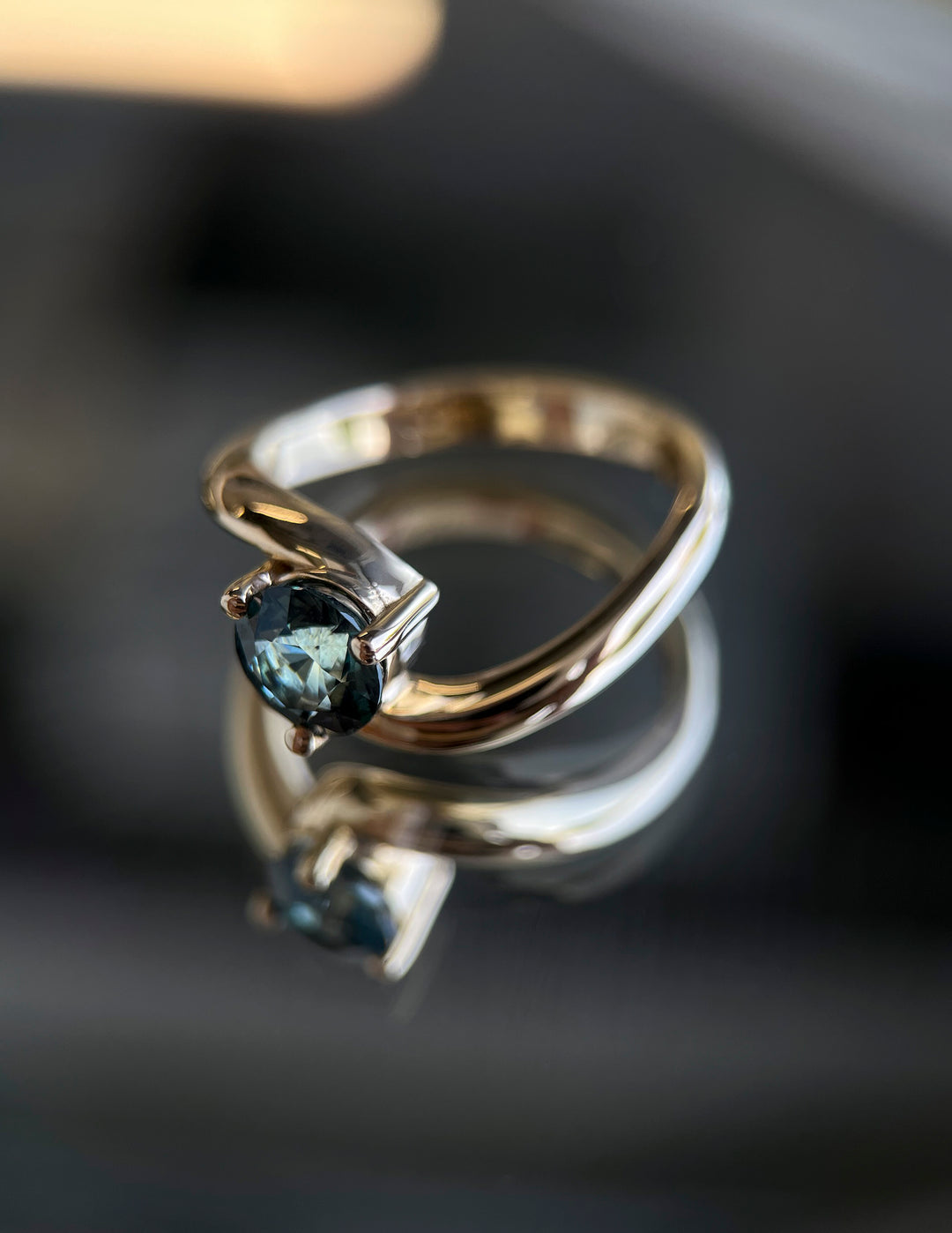 One-of-a-kind — 1.27CT Australian Teal Sapphire Round Rapture Ring