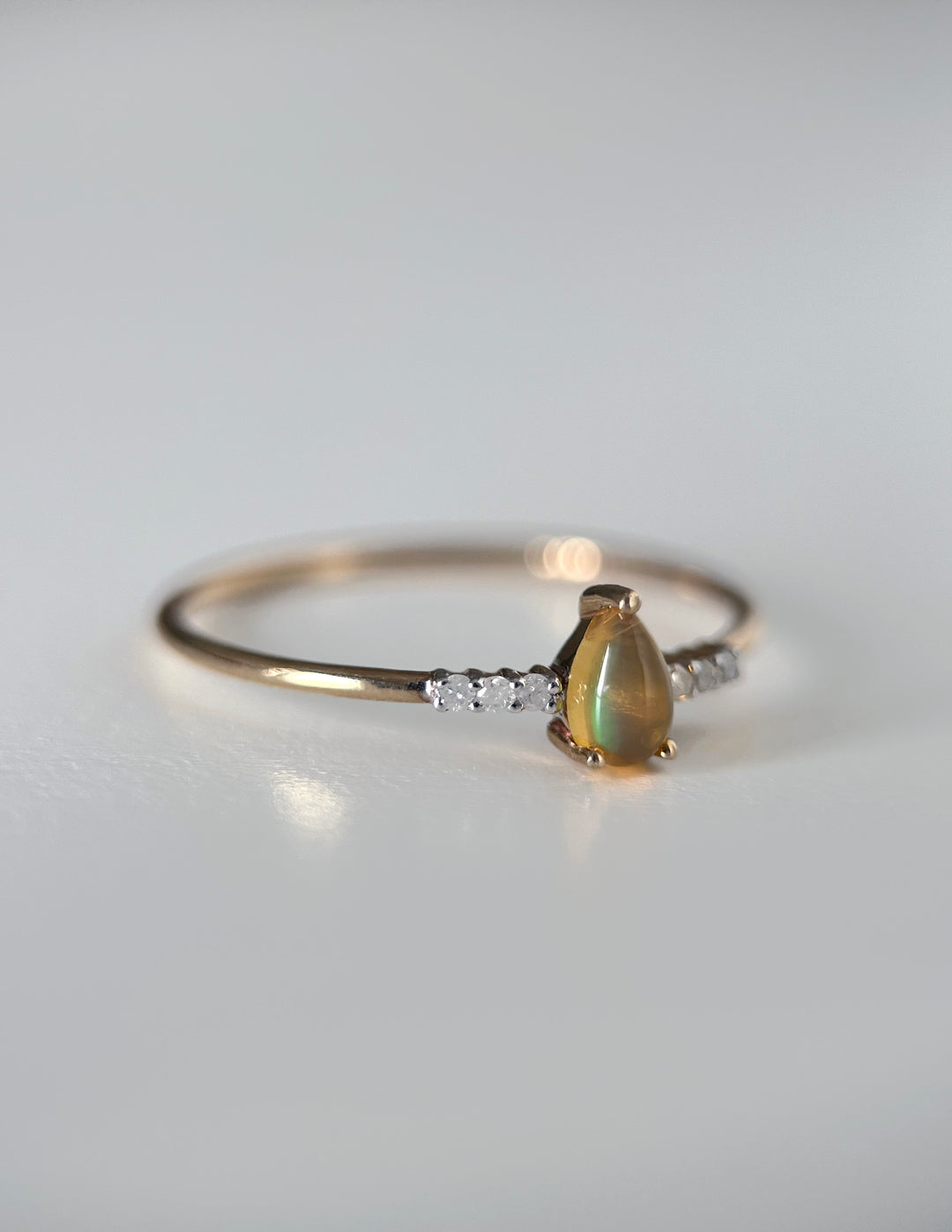 Opal and Diamond Stacker Ring