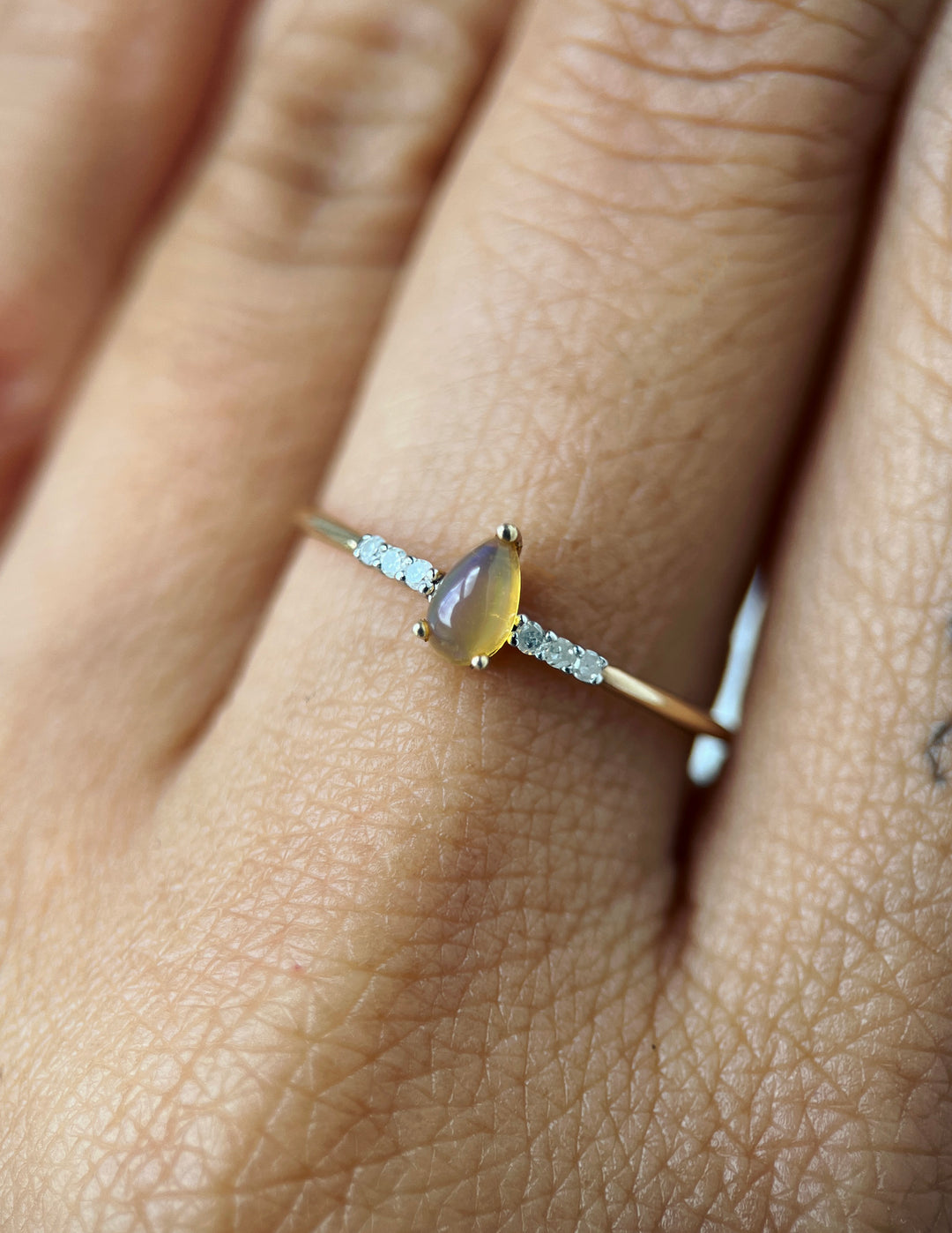 Opal and Diamond Stacker Ring