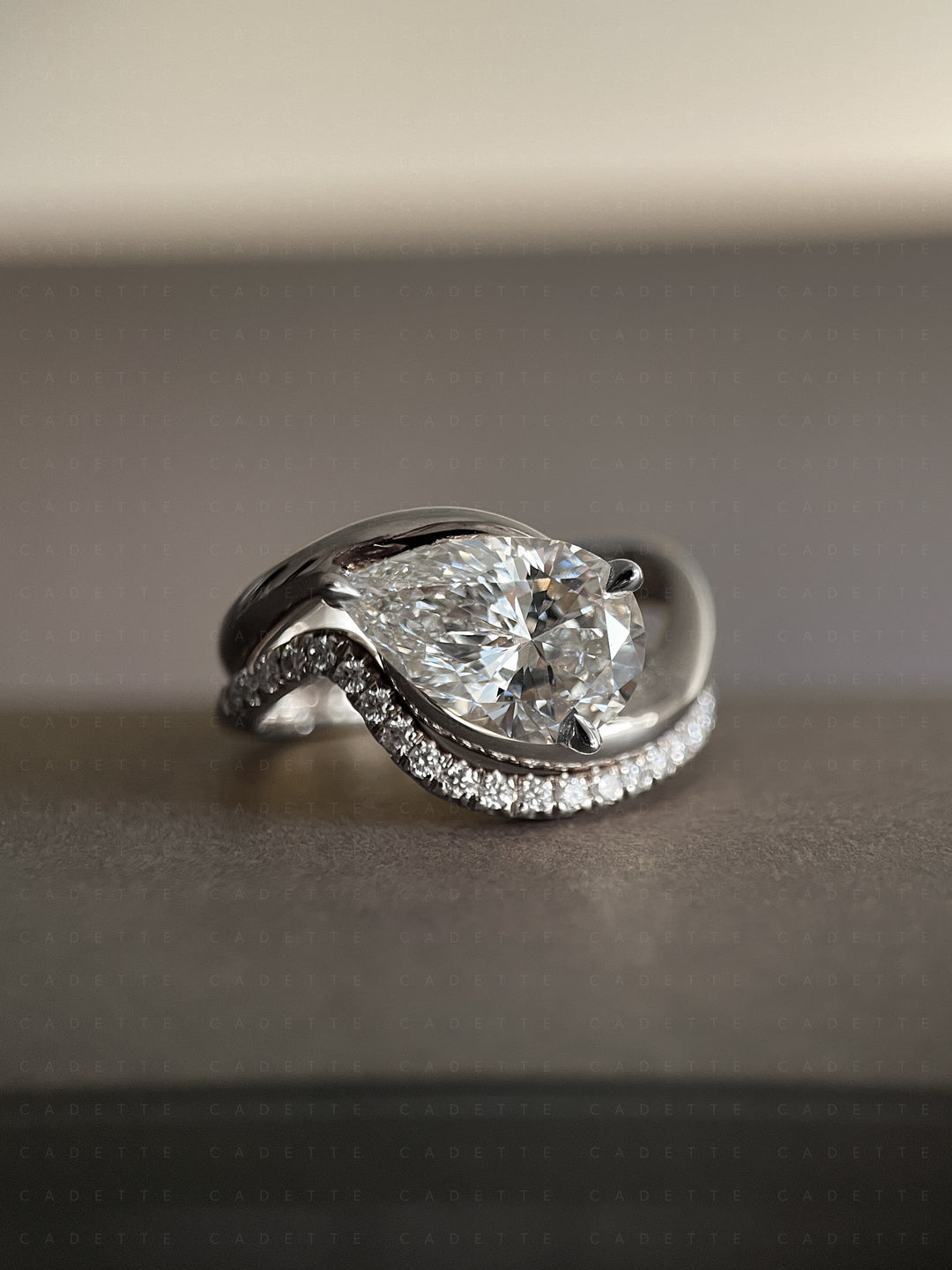 SET — PEAR (Tapered Prong) Rapture Ring & Band