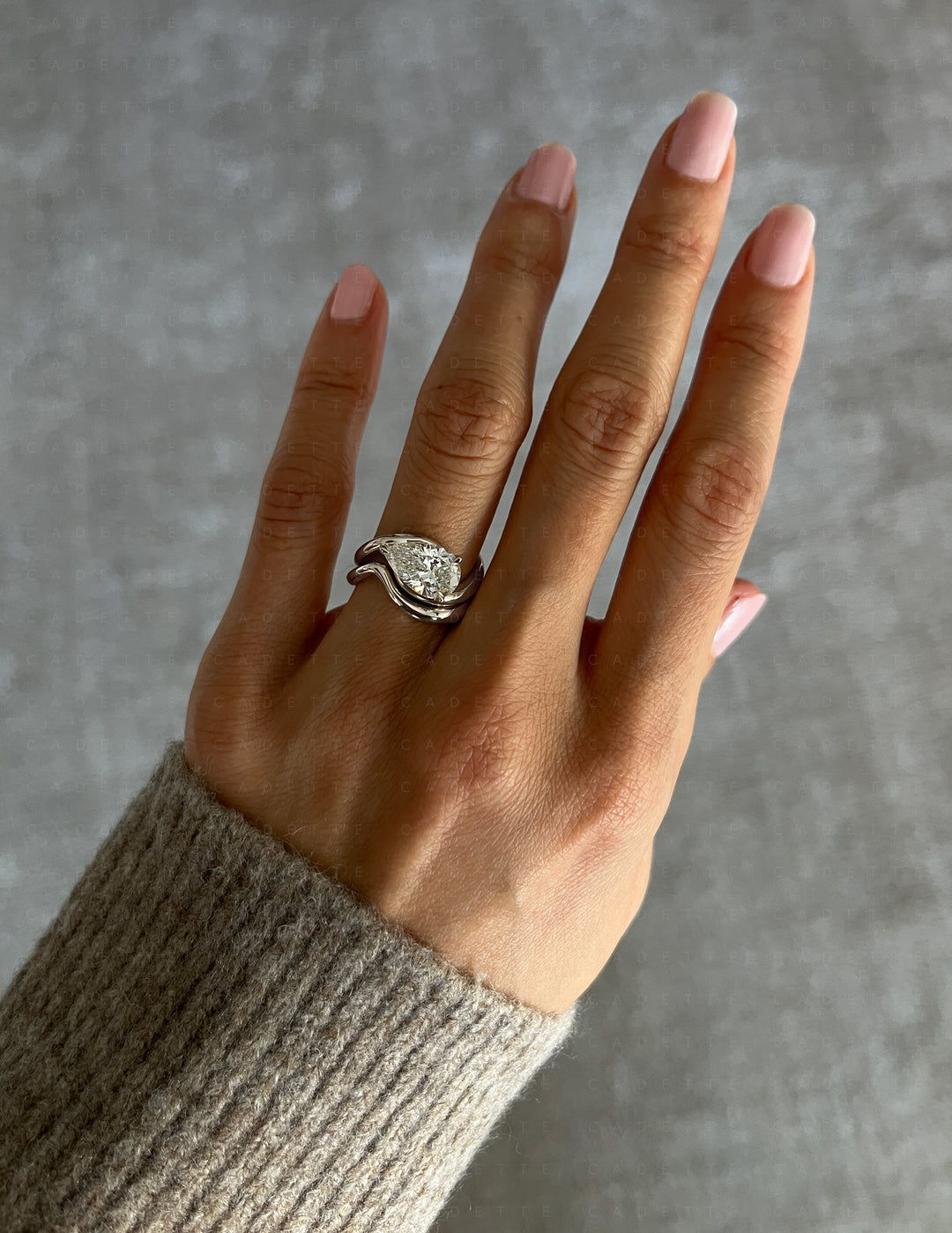SET — PEAR (Tapered Prong) Rapture Ring & Band