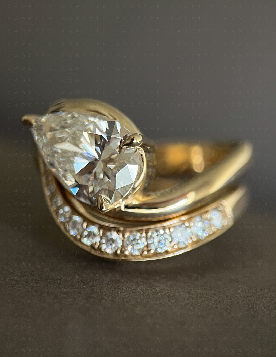 SET — PEAR (Tapered Prong) Rapture Ring & Band