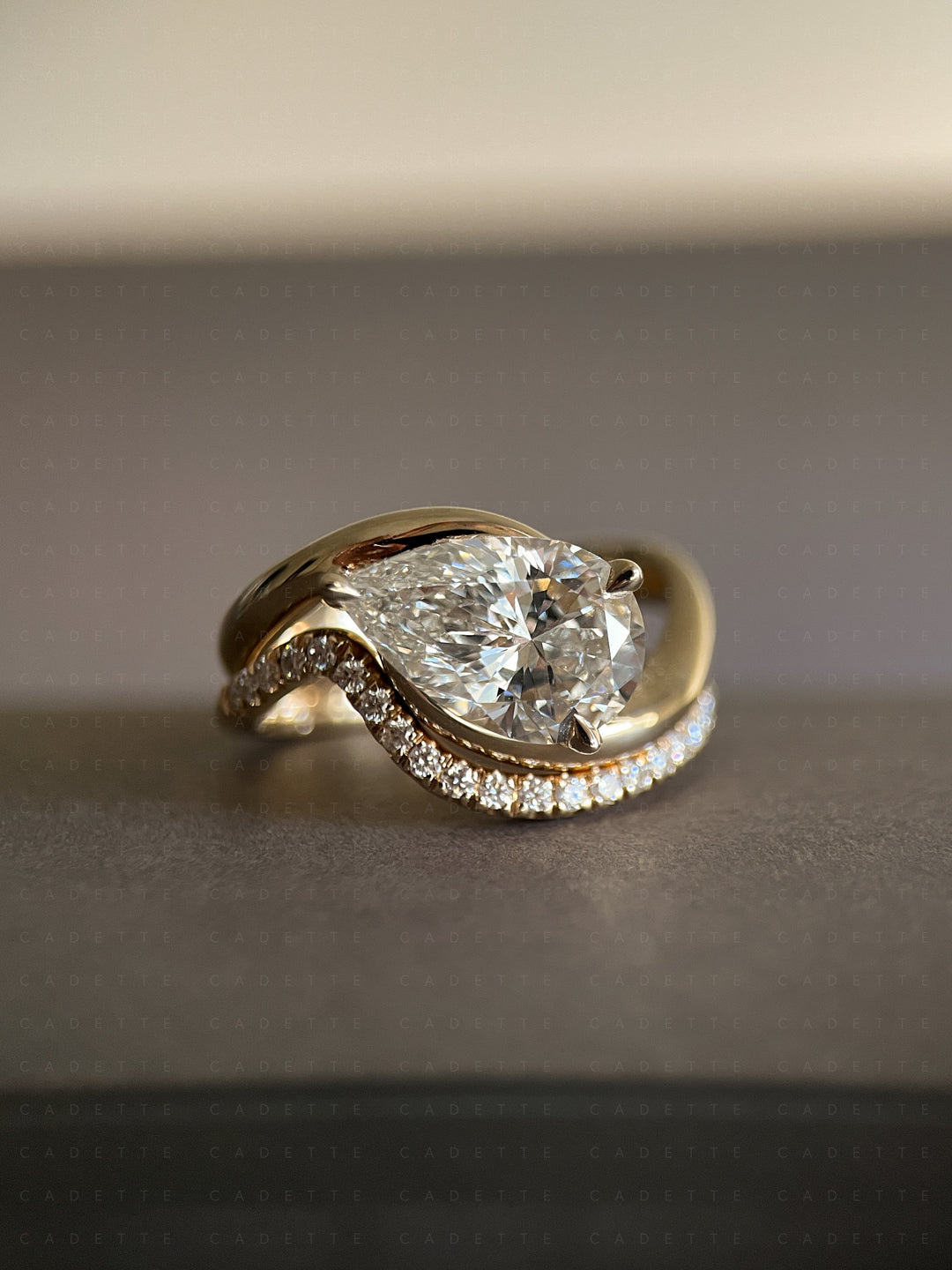 SET — PEAR (Tapered Prong) Rapture Ring & Band