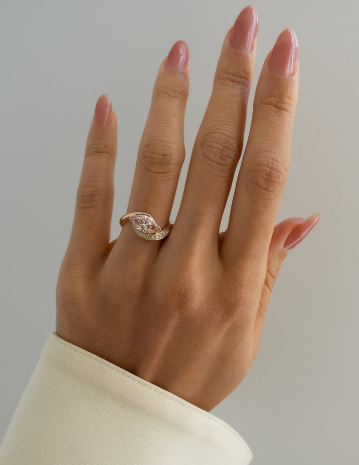 One-of-a-kind — 1.22CT PINK Diamond Demi Pavé Marquise Rapture Ring