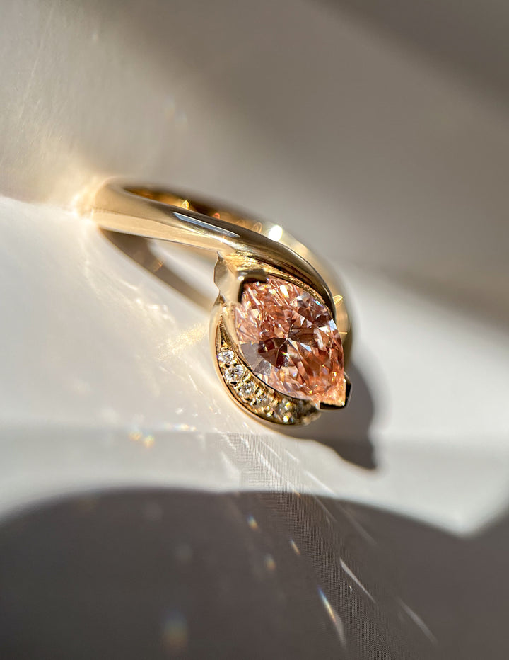 One-of-a-kind — 1.22CT PINK Diamond Demi Pavé Marquise Rapture Ring