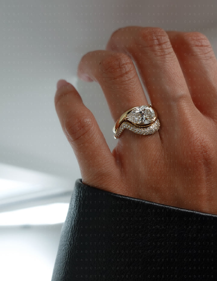 SET — PEAR (Tapered Prong) Rapture Ring & Band