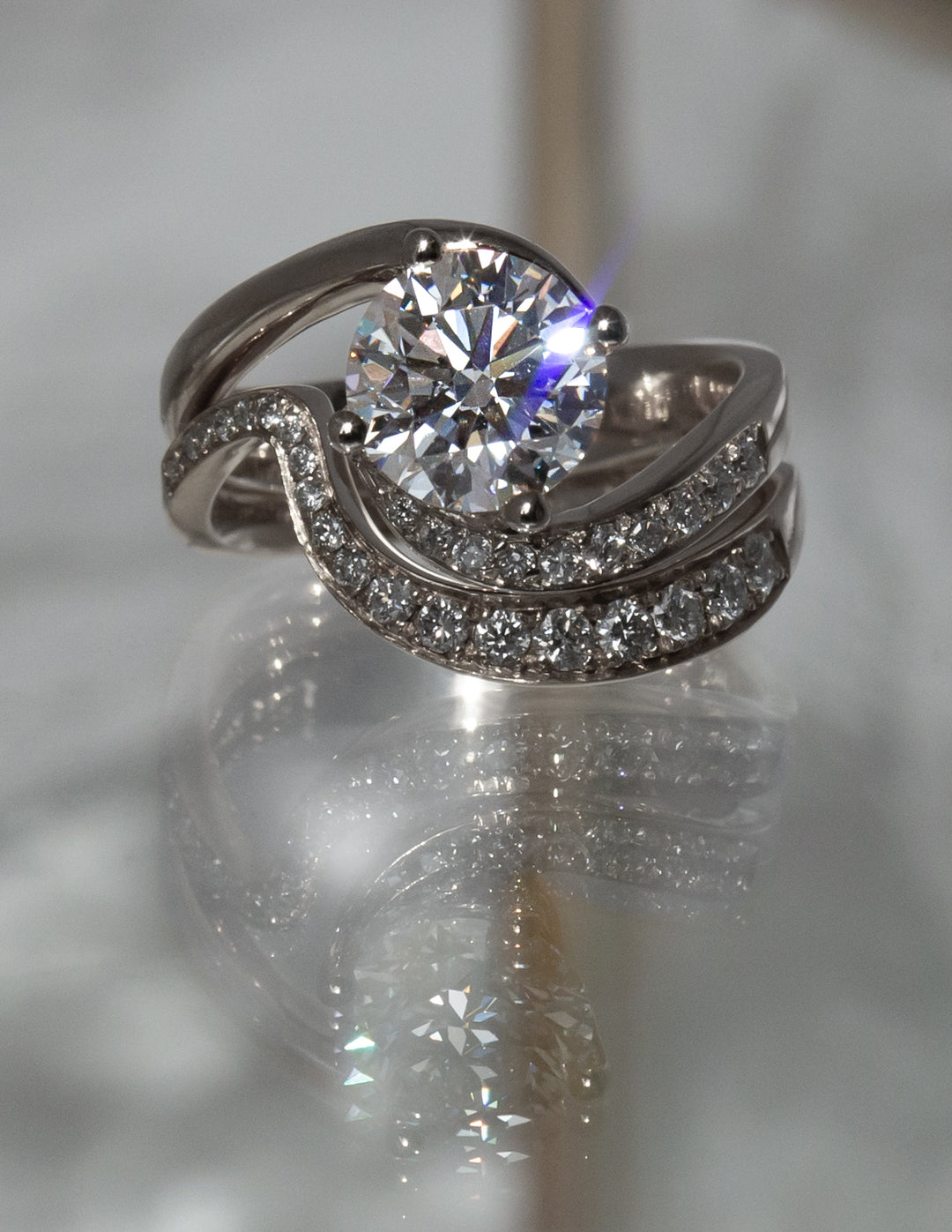 SET — ROUND Demi Pavé Rapture Ring & Band