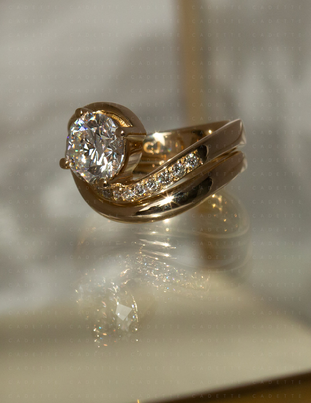 SET — ROUND Demi Pavé Rapture Ring & Band