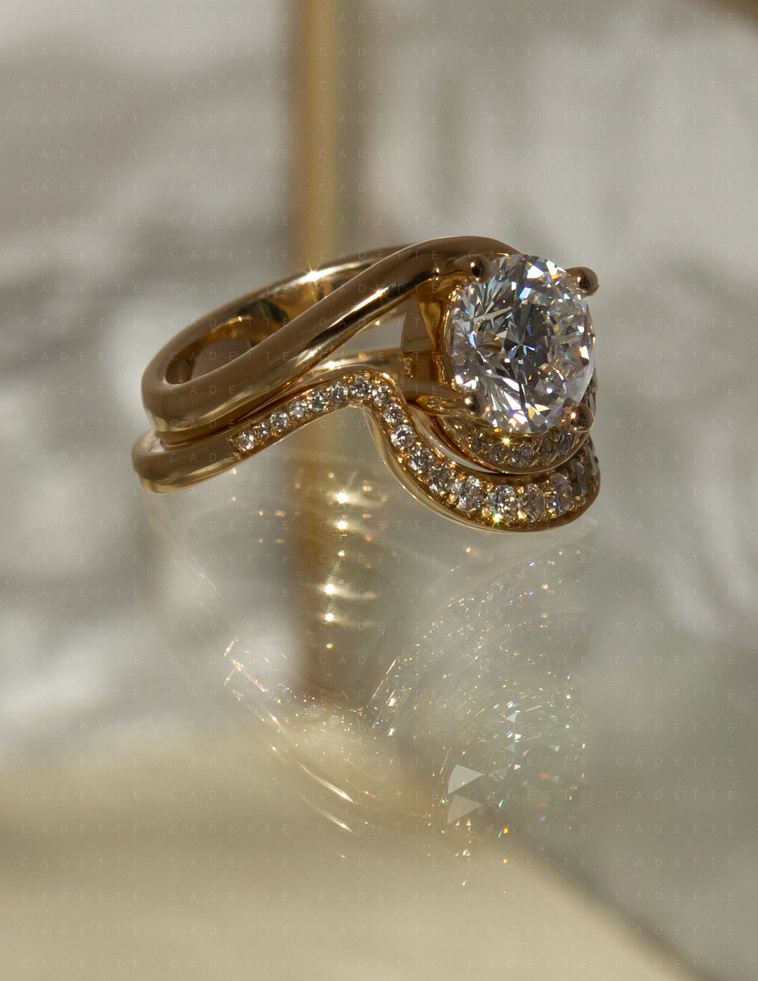 SET — ROUND Demi Pavé Rapture Ring & Band