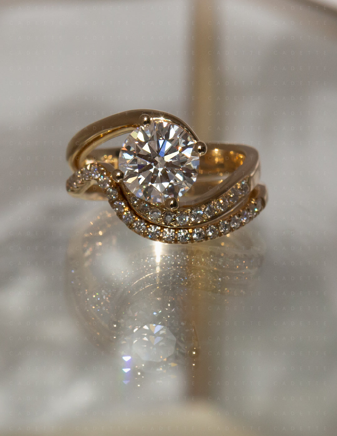 SET — ROUND Demi Pavé Rapture Ring & Band