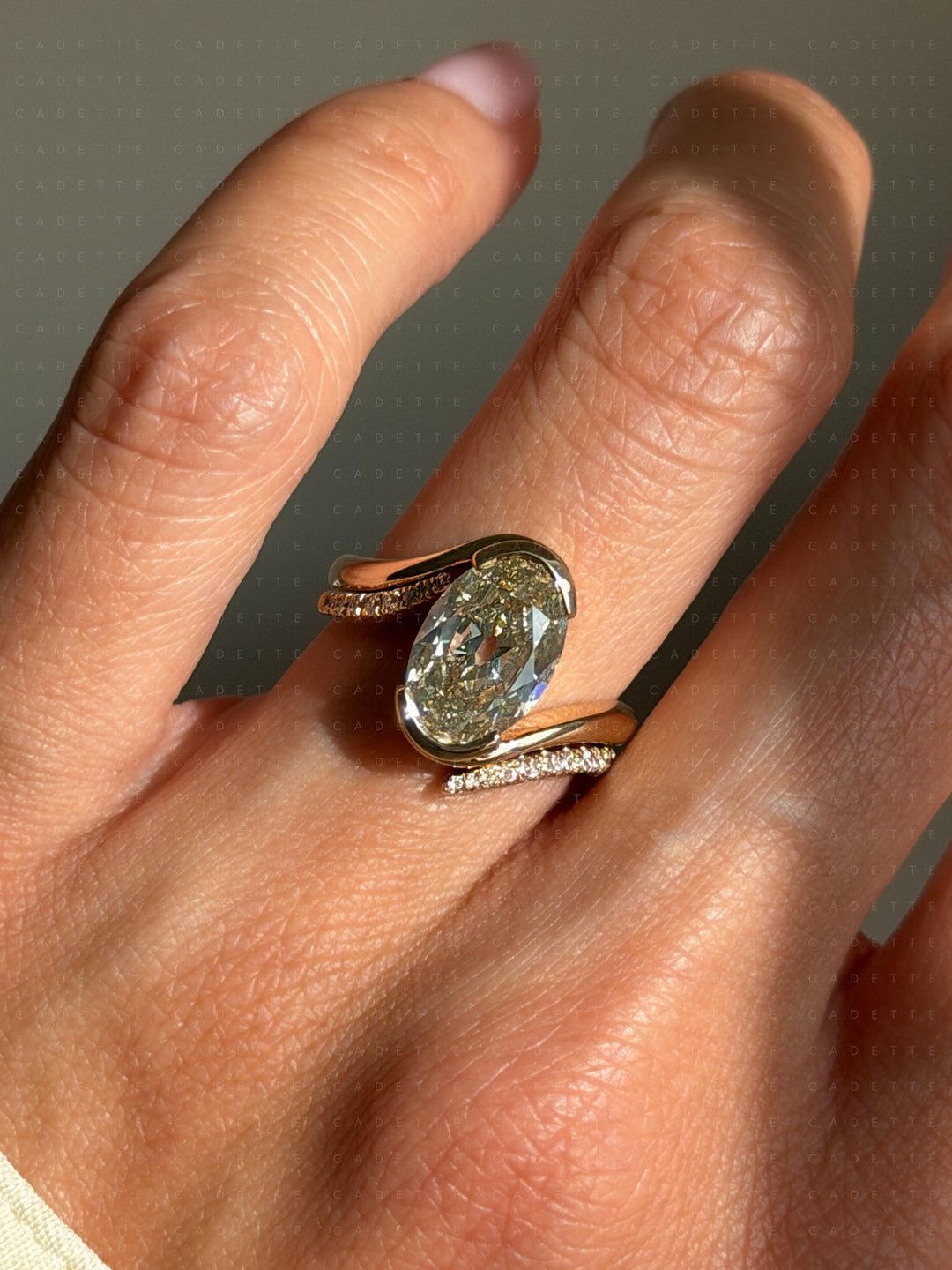 One-of-a-kind — 3.42ct Natural Champagne Diamond Oval Rapture Ring