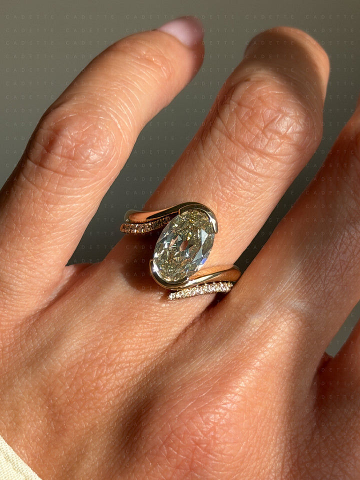 One-of-a-kind — 3.42ct Natural Champagne Diamond Oval Rapture Ring