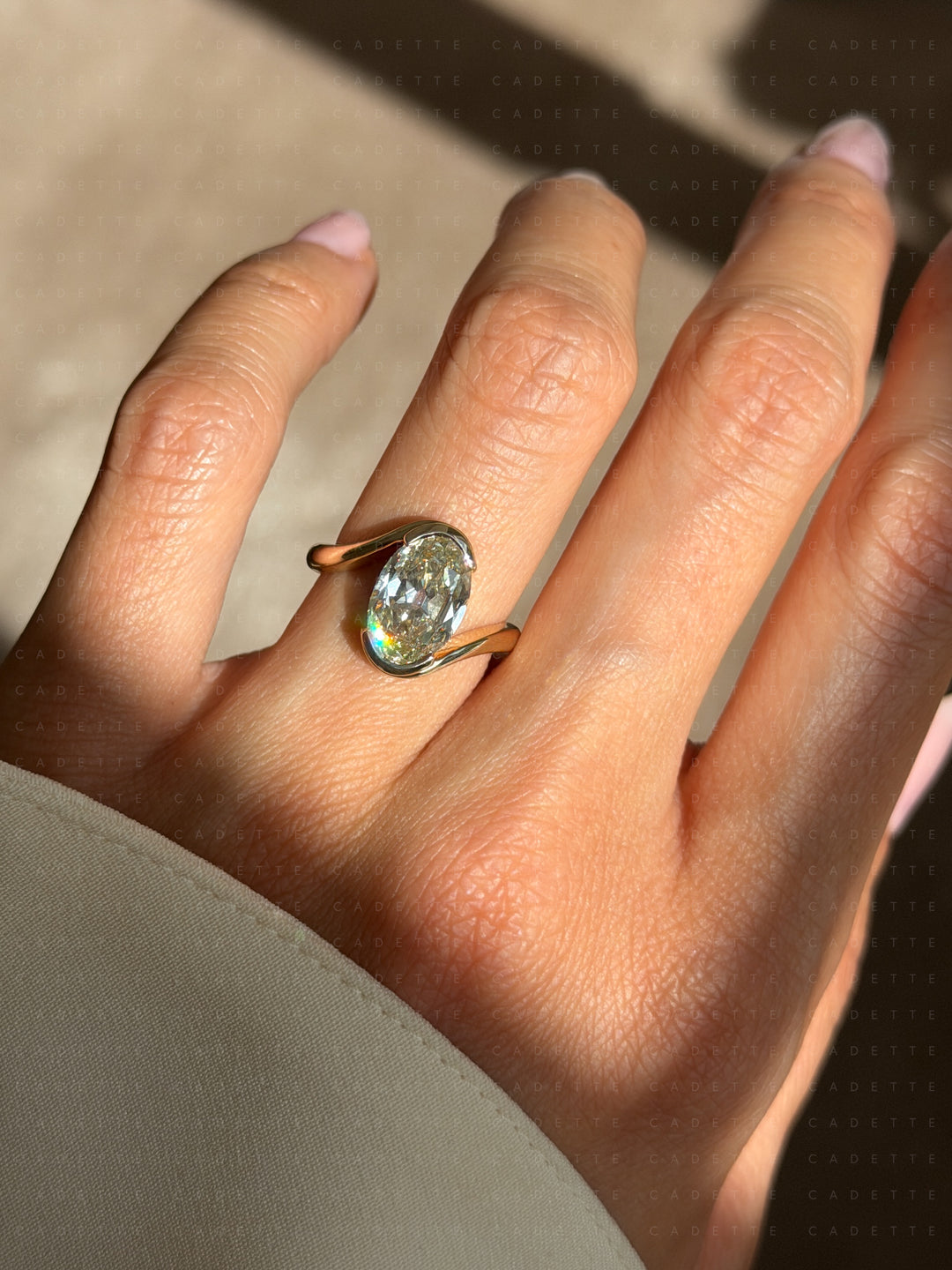 One-of-a-kind — 3.42ct Natural Champagne Diamond Oval Rapture Ring