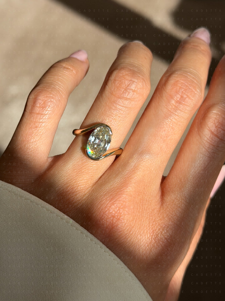 One-of-a-kind — 3.42ct Natural Champagne Diamond Oval Rapture Ring