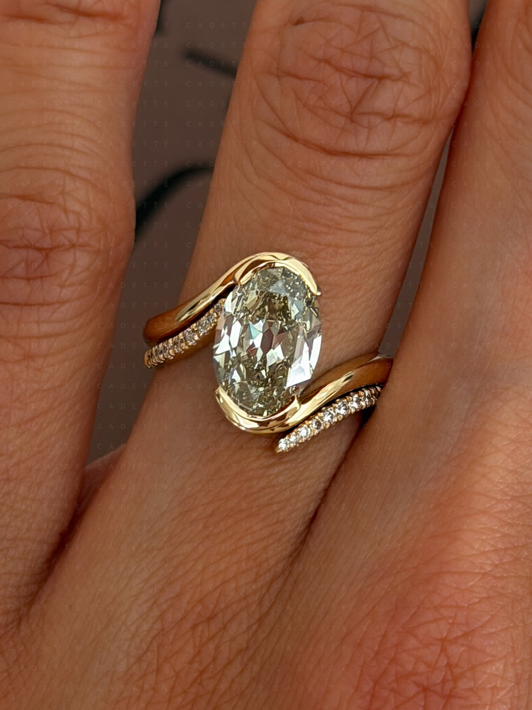 One-of-a-kind — 3.42ct Natural Champagne Diamond Oval Rapture Ring