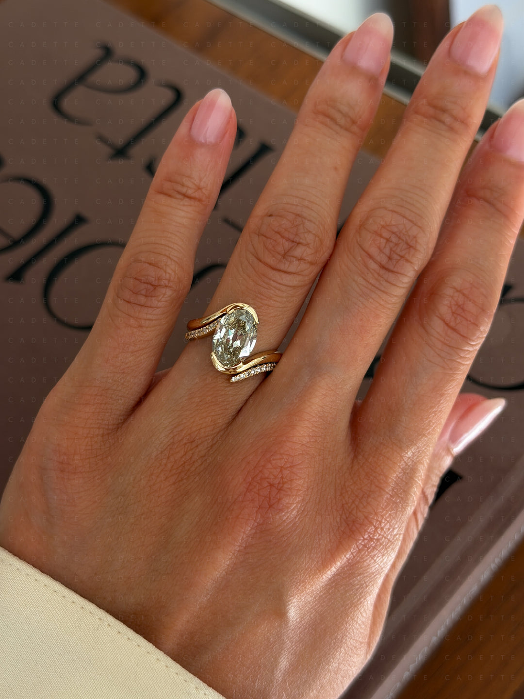 One-of-a-kind — 3.42ct Natural Champagne Diamond Oval Rapture Ring