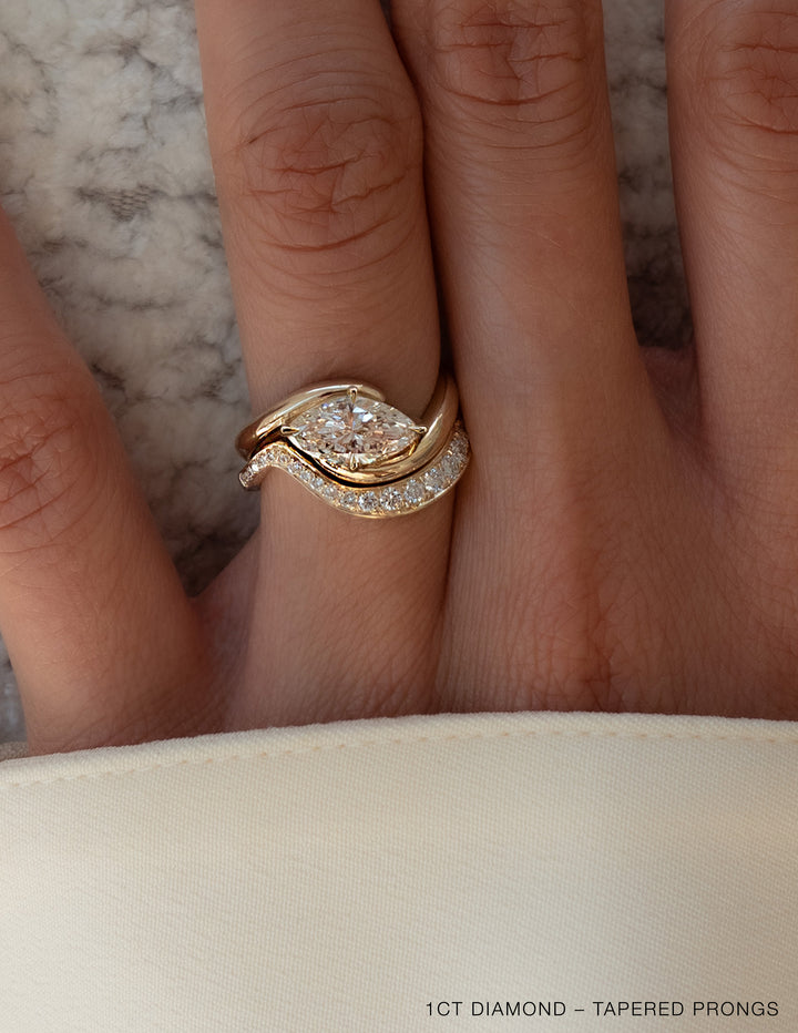SET — MARQUISE (Tapered Prong) Rapture Ring & Band
