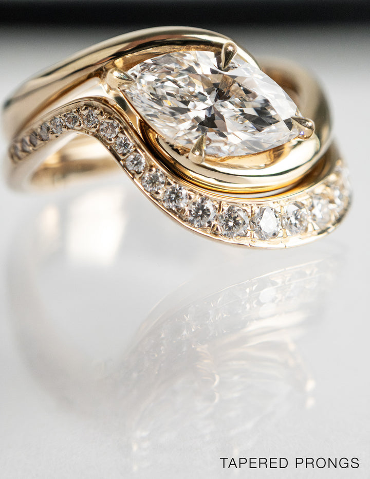 SET — MARQUISE (Tapered Prong) Rapture Ring & Band