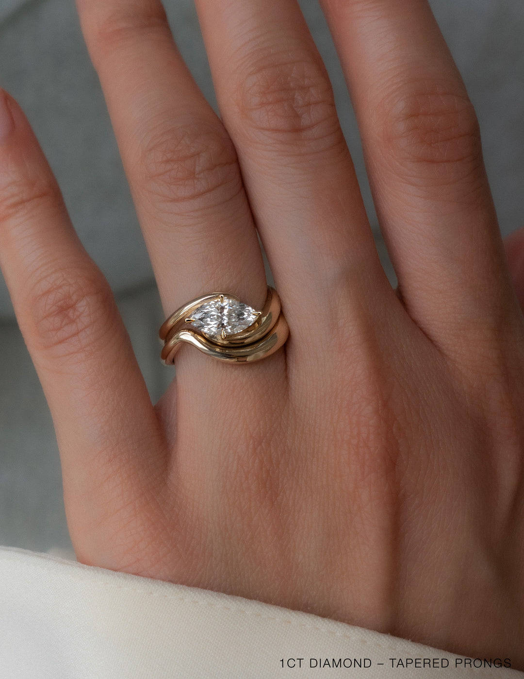 SET — MARQUISE (Tapered Prong) Rapture Ring & Band