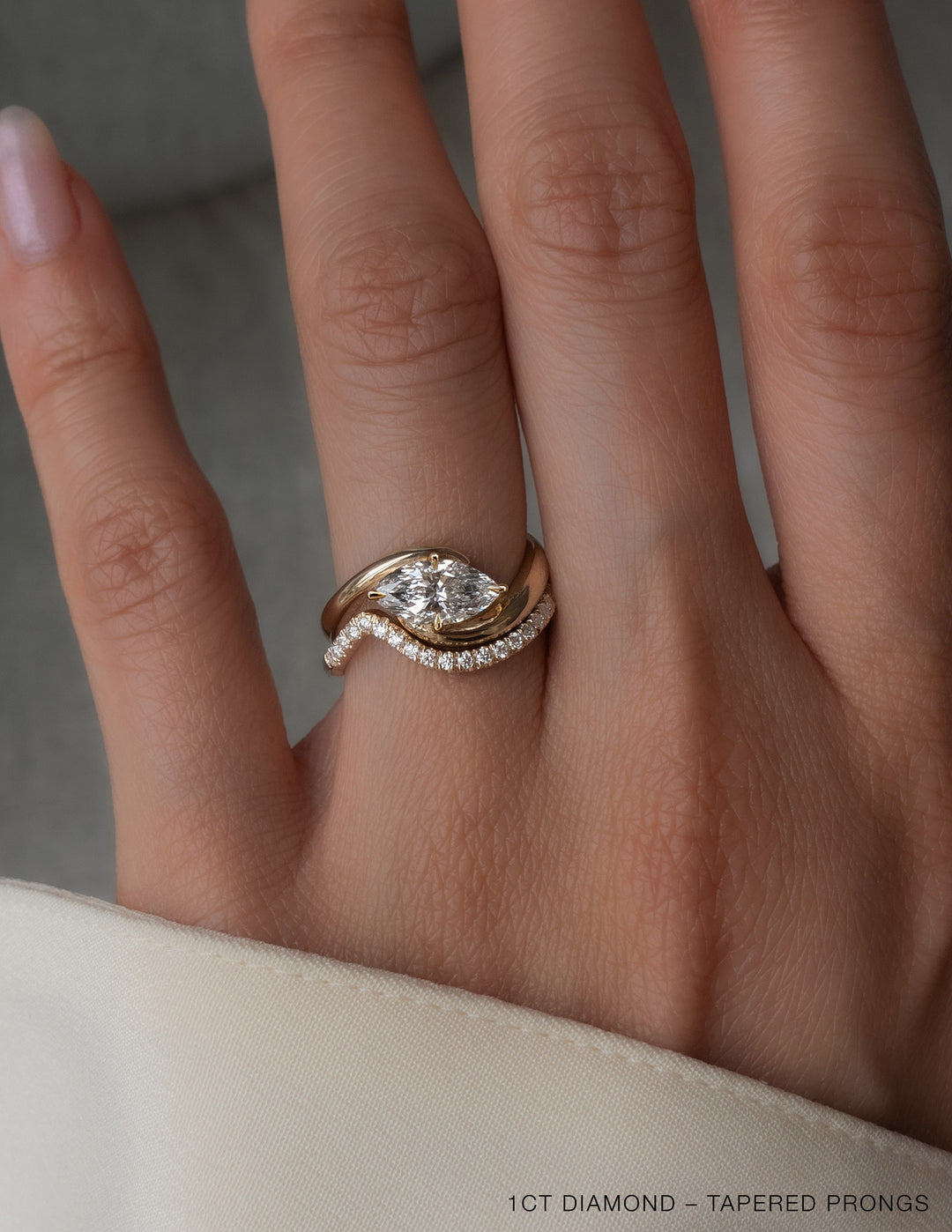 SET — MARQUISE (Tapered Prong) Rapture Ring & Band