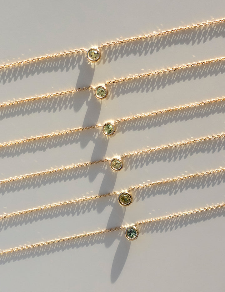 Bicolor Yellow-Green Sapphire Necklace — 14k Gold