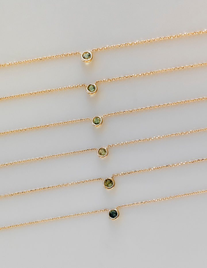 Bicolor Yellow-Green Sapphire Necklace — 14k Gold