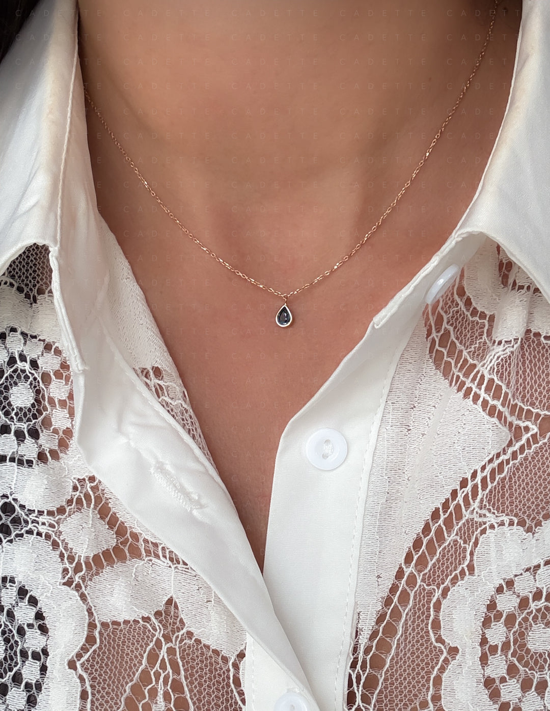 Natural Sapphire Necklace — 14k Gold