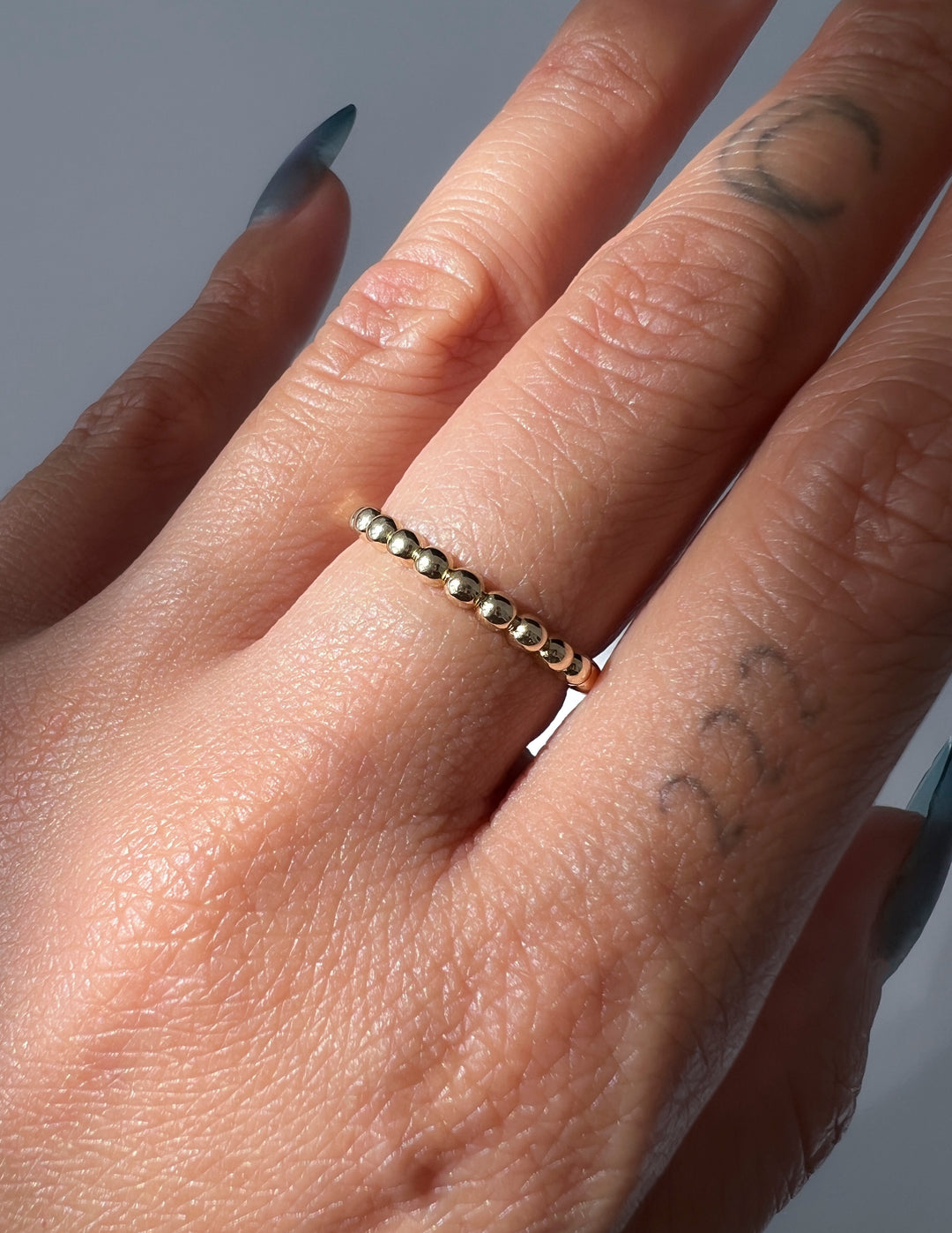 10k Solid Yellow Gold Ball Stacker Ring