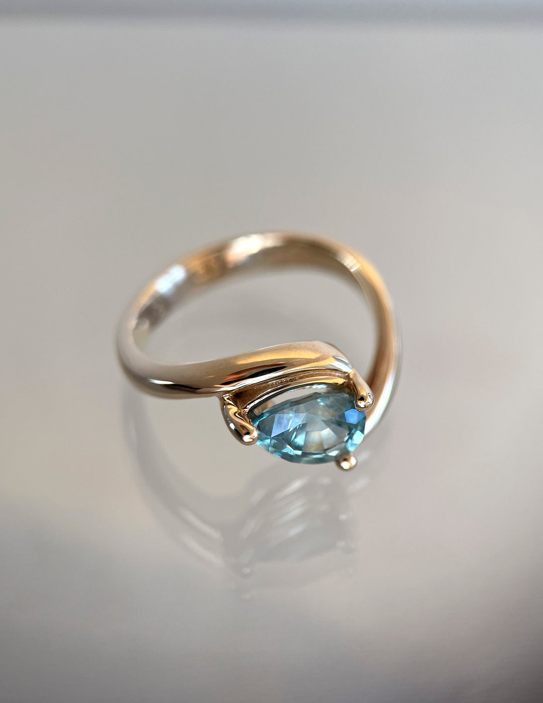 One-of-a-kind — 1.40CT Montana Teal Sapphire Pear Rapture Ring