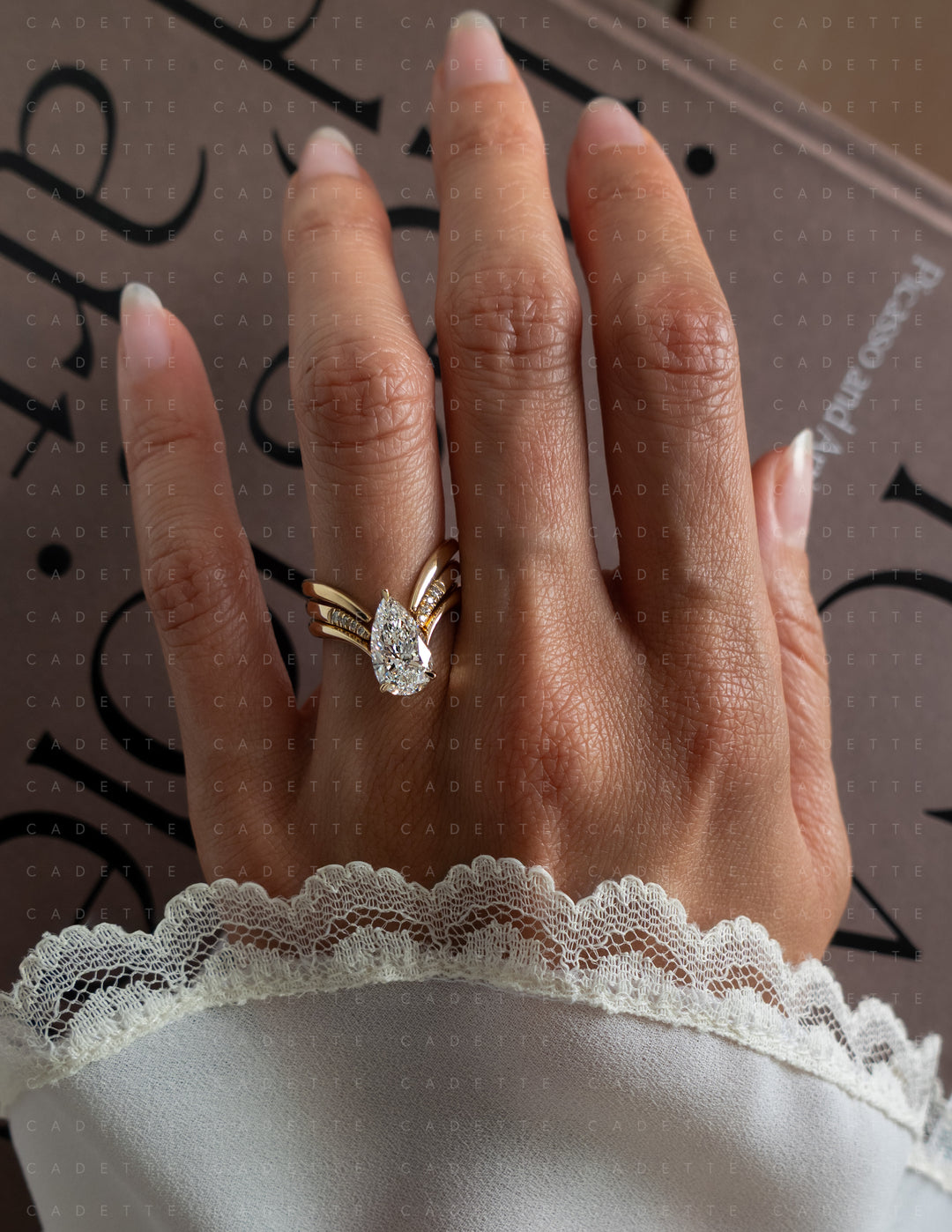 TRIPLE SET — Grande Pear Eve Ring & Bands