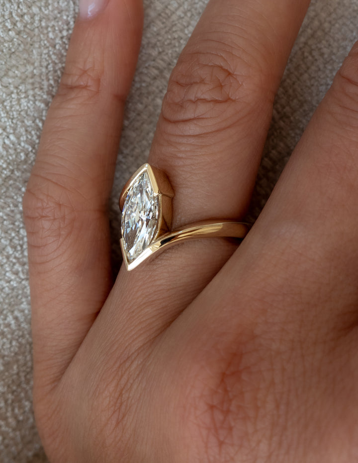 VERTICAL Marquise Rapture Ring — Half Bezel Setting