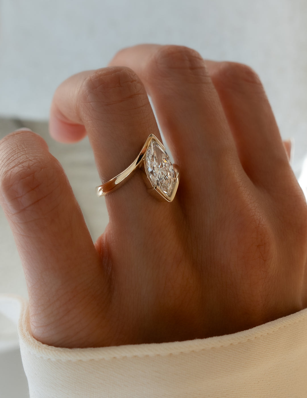 VERTICAL Marquise Rapture Ring — Half Bezel Setting