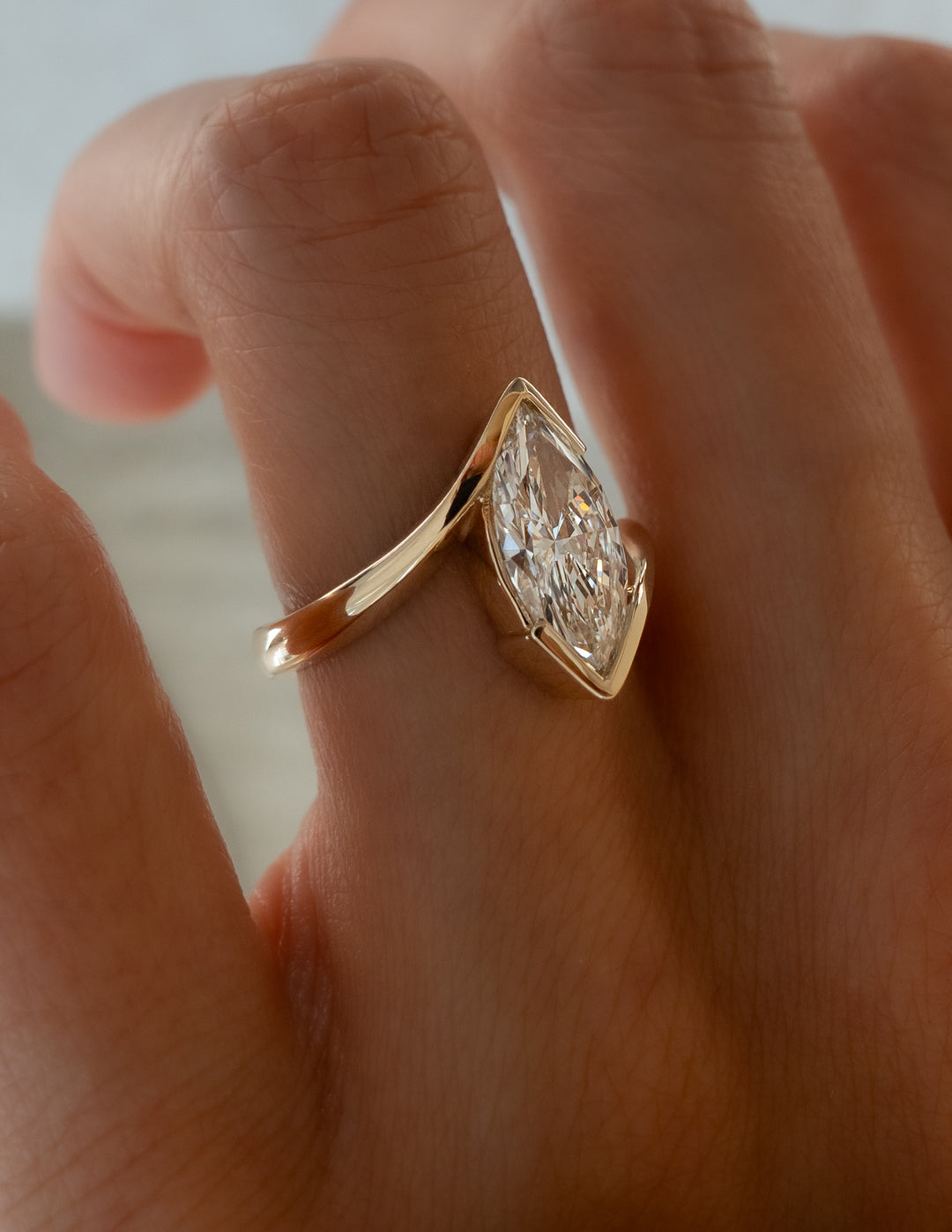 VERTICAL Marquise Rapture Ring — Half Bezel Setting