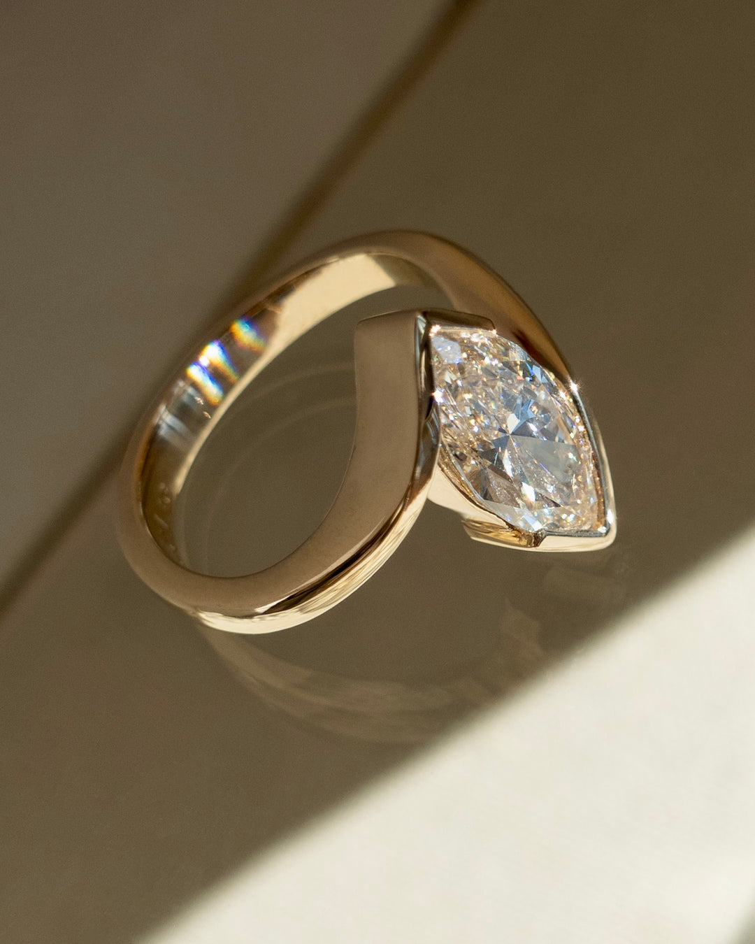 VERTICAL Marquise Rapture Ring — Half Bezel Setting