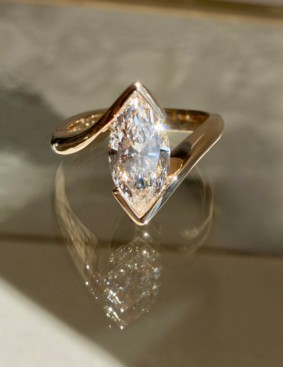 VERTICAL Marquise Rapture Ring — Half Bezel Setting