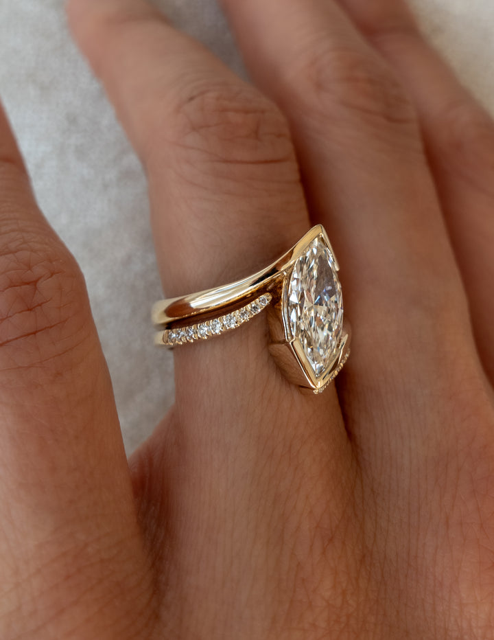 SET — VERTICAL MARQUISE (Half Bezel) Rapture Ring & Band