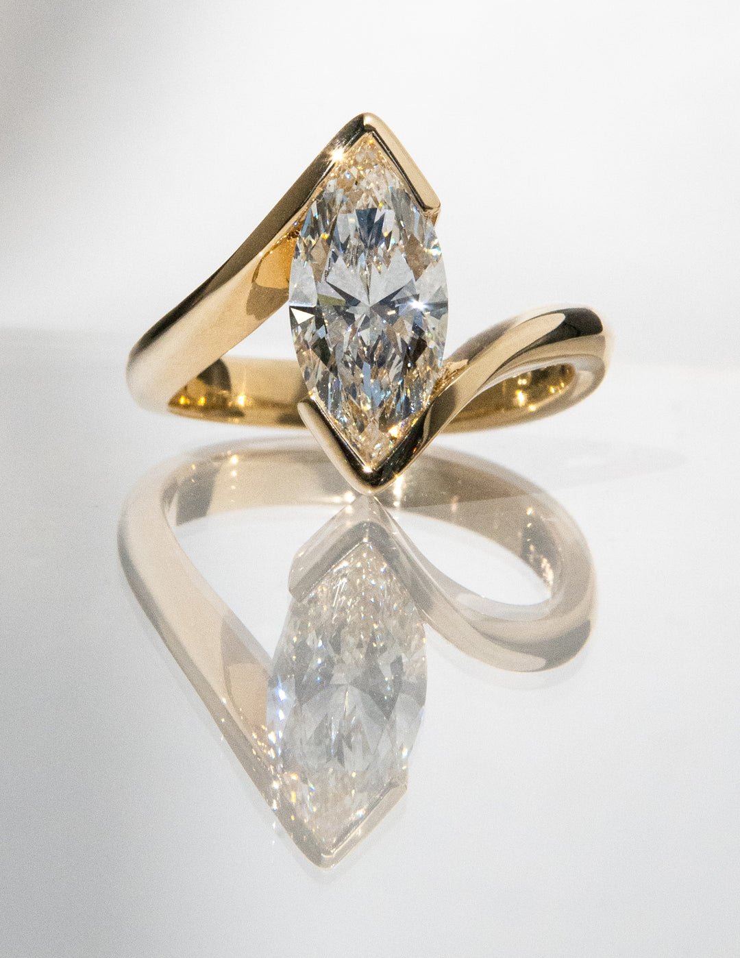 VERTICAL Marquise Rapture Ring — Half Bezel Setting