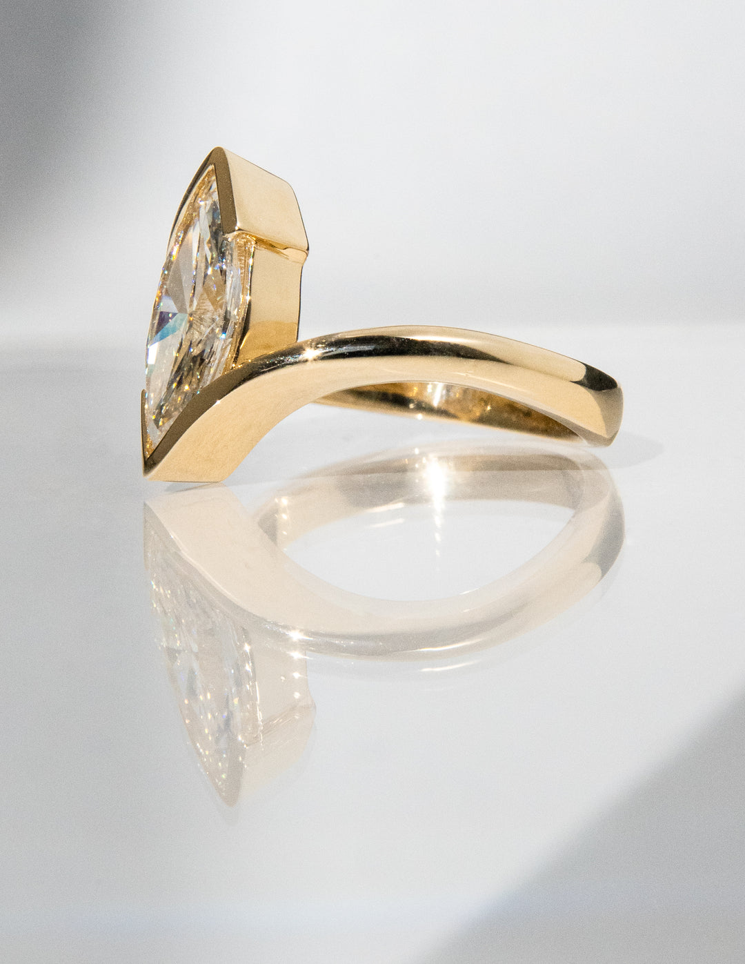 VERTICAL Marquise Rapture Ring — Half Bezel Setting