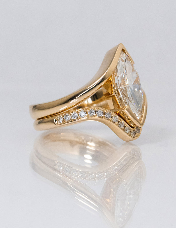 SET — VERTICAL MARQUISE (Half Bezel) Rapture Ring & Band