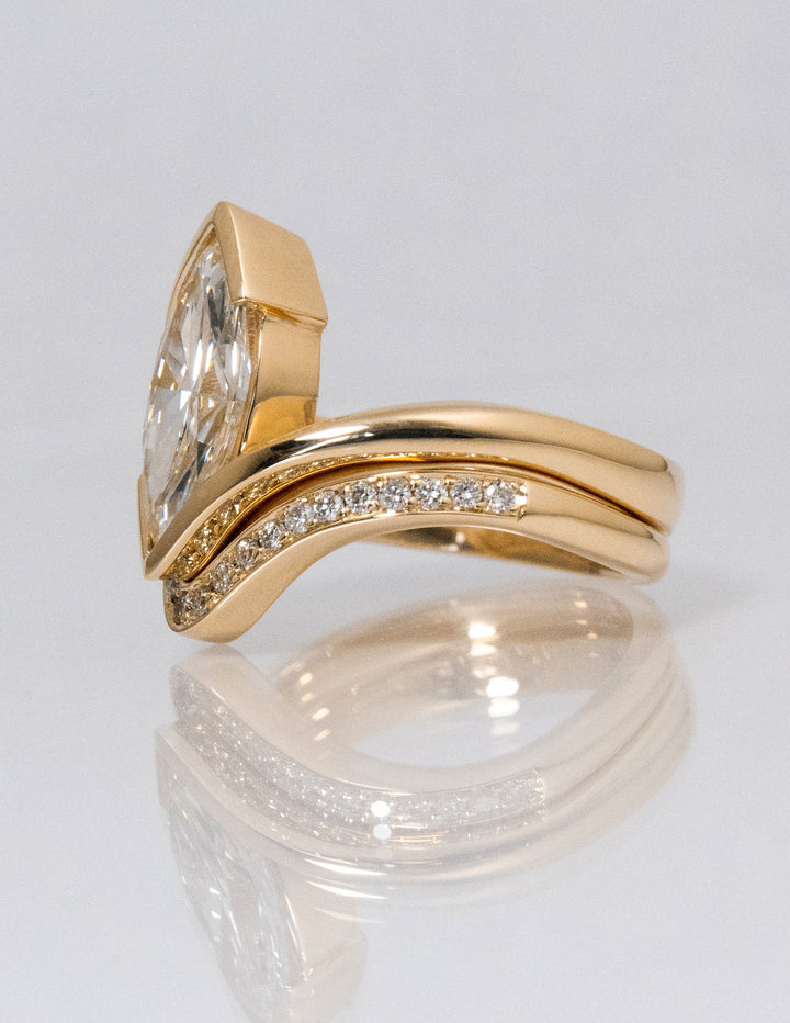 SET — VERTICAL MARQUISE (Half Bezel) Rapture Ring & Band