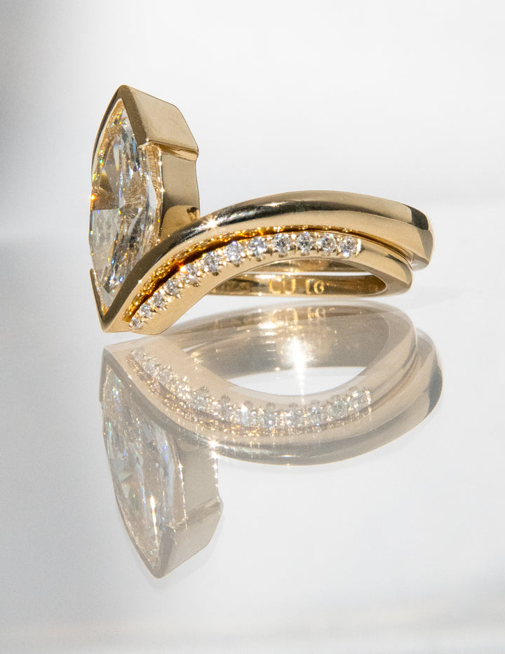 SET — VERTICAL MARQUISE (Half Bezel) Rapture Ring & Band