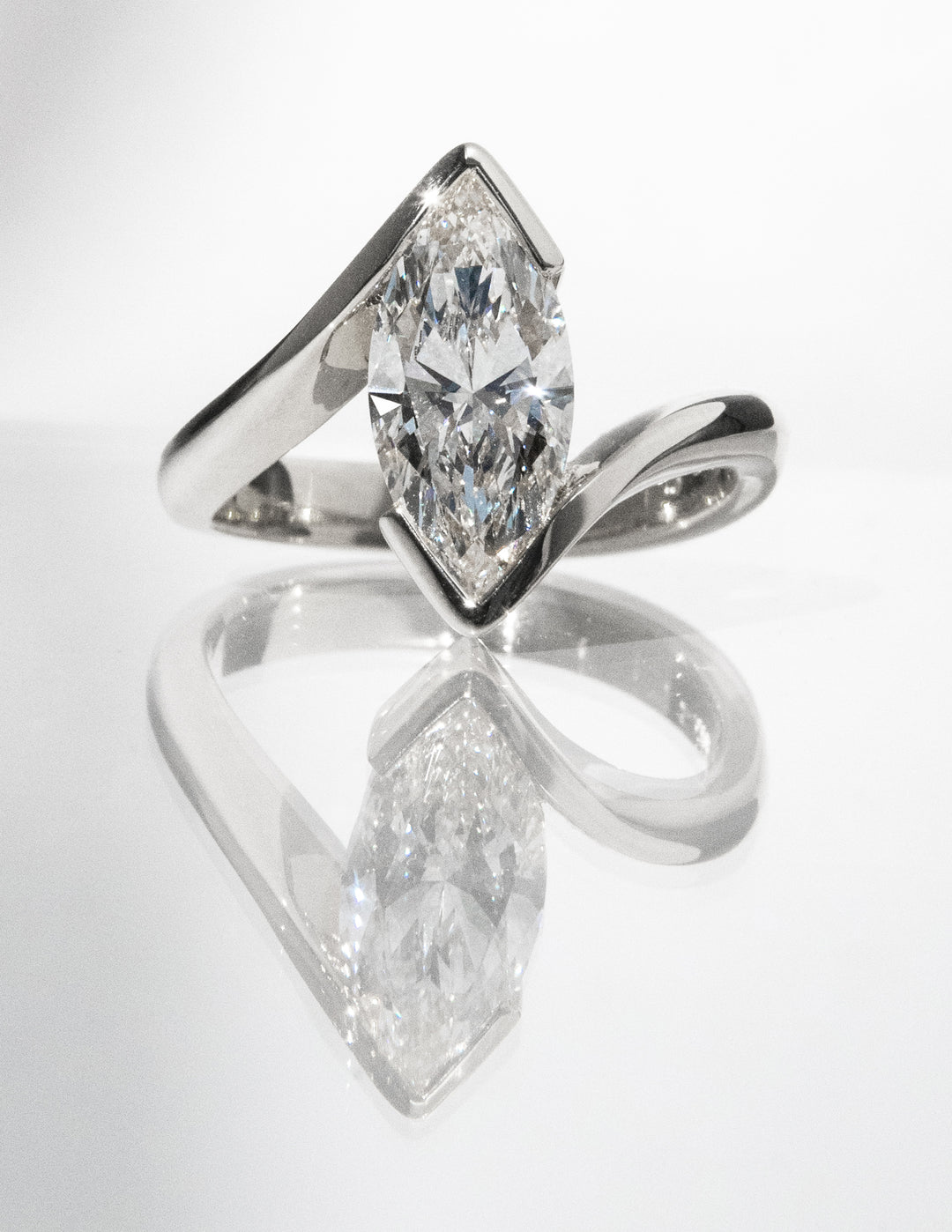 VERTICAL Marquise Rapture Ring — Half Bezel Setting