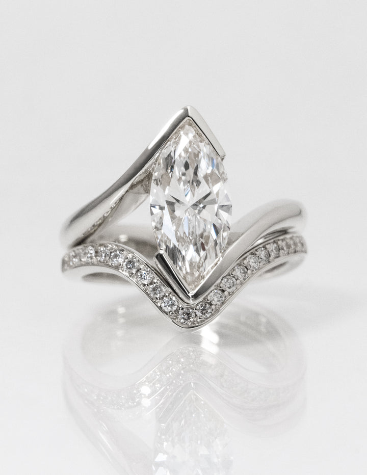 SET — VERTICAL MARQUISE (Half Bezel) Rapture Ring & Band