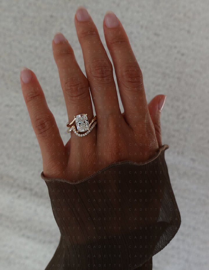 SET — VERTICAL ELONGATED CUSHION Rapture Ring & Band